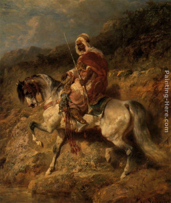 An Arab Horseman on the March painting - Adolf Schreyer An Arab Horseman on the March art painting